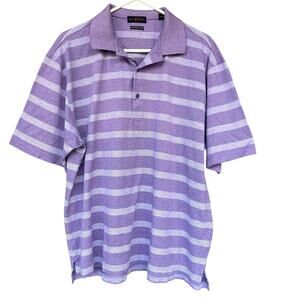 Divots‎ Polo Shirt Mens Large Purple Striped Golf Short Sleeve Casual Cotton